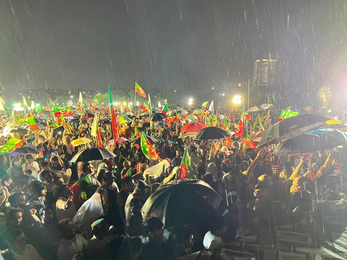 protest in rain